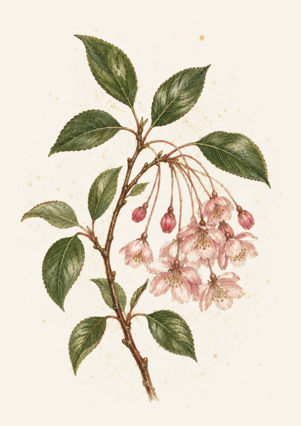 Hall's Crabapple botanical illustration