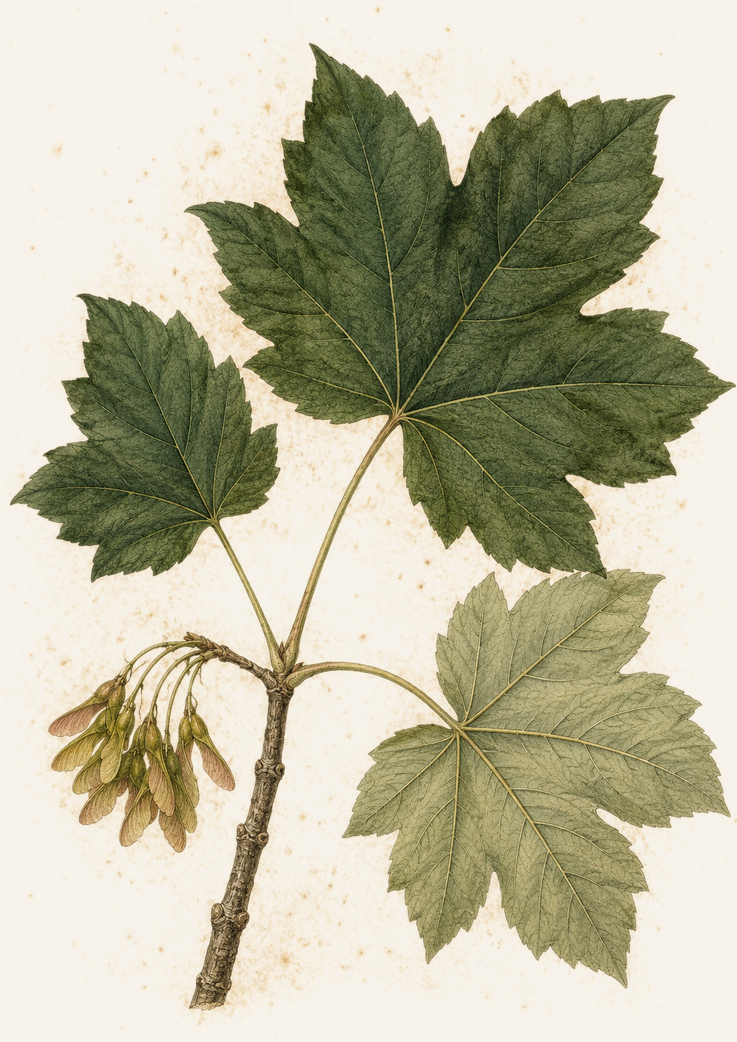 Bigleaf Maple botanical illustration