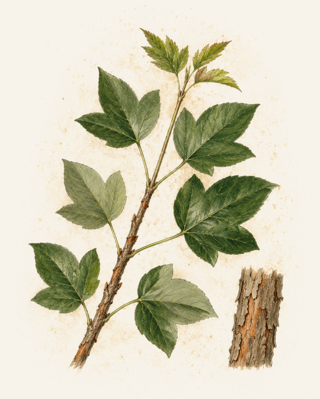 Trident Maple botanical illustration