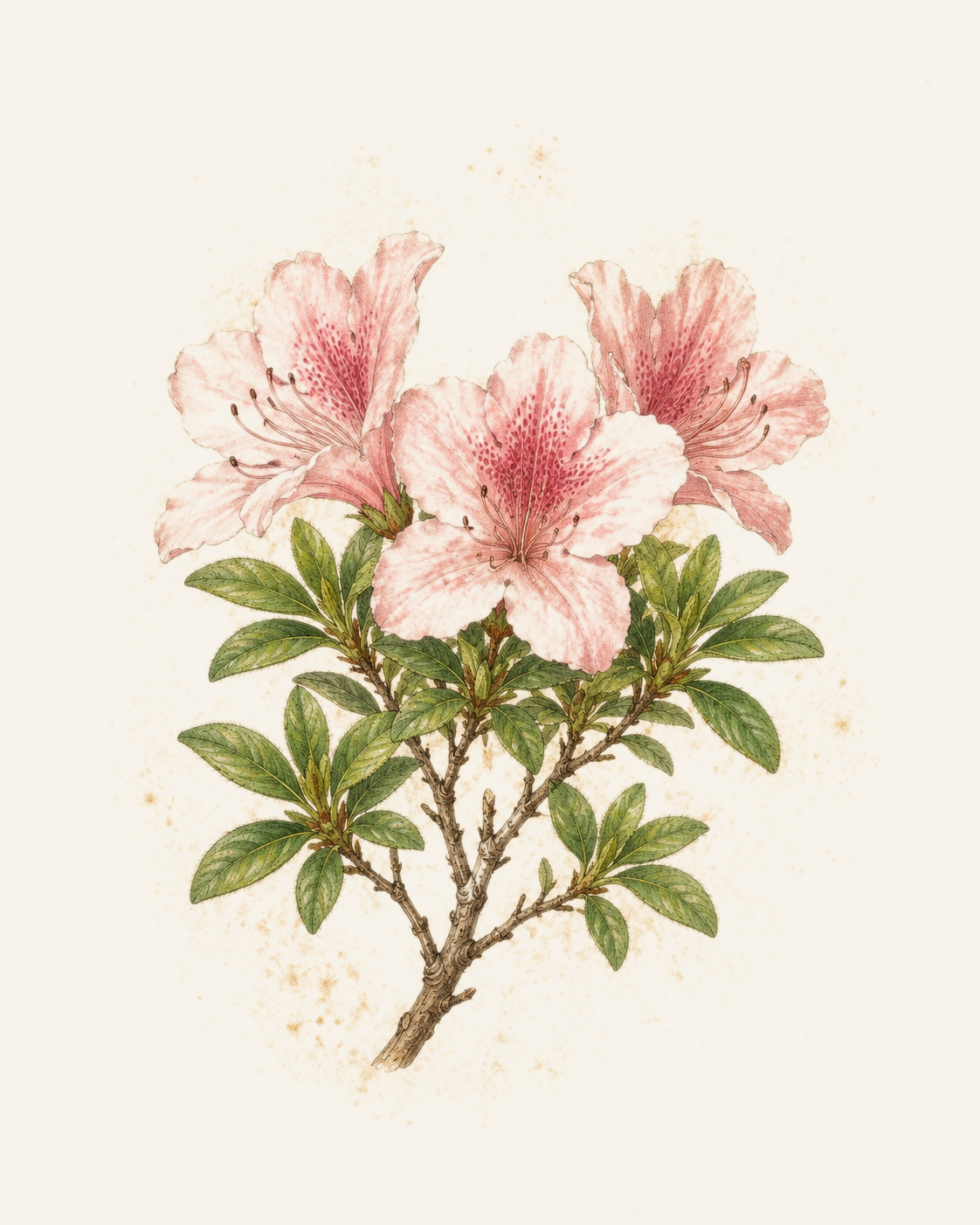 Satsuki Azalea botanical illustration