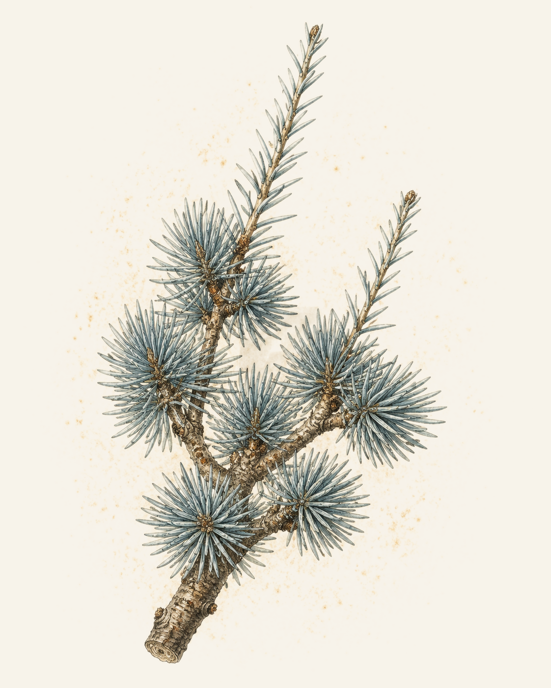Blue Atlas Cedar botanical illustration