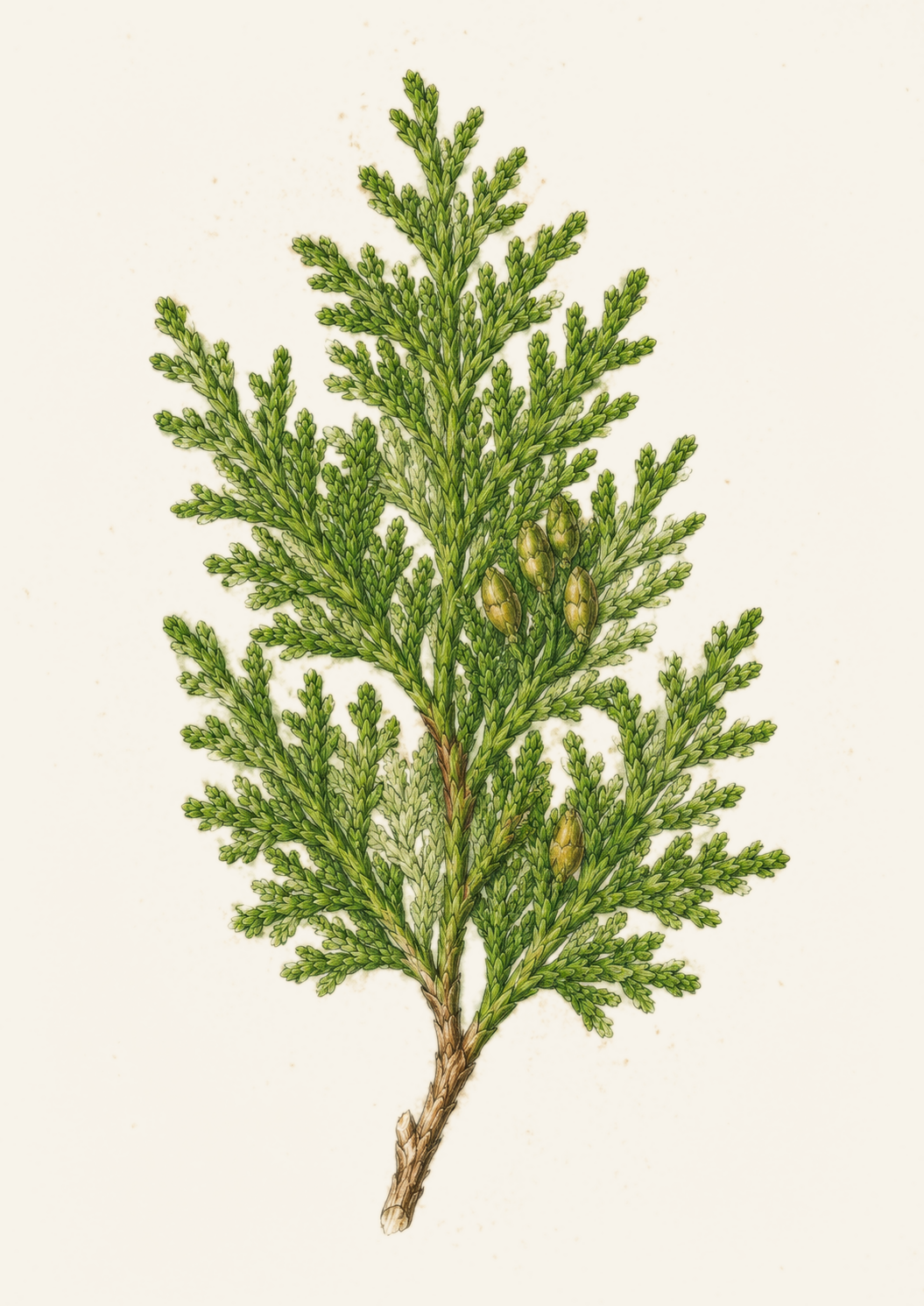 Emerald Green Arborvitae botanical illustration