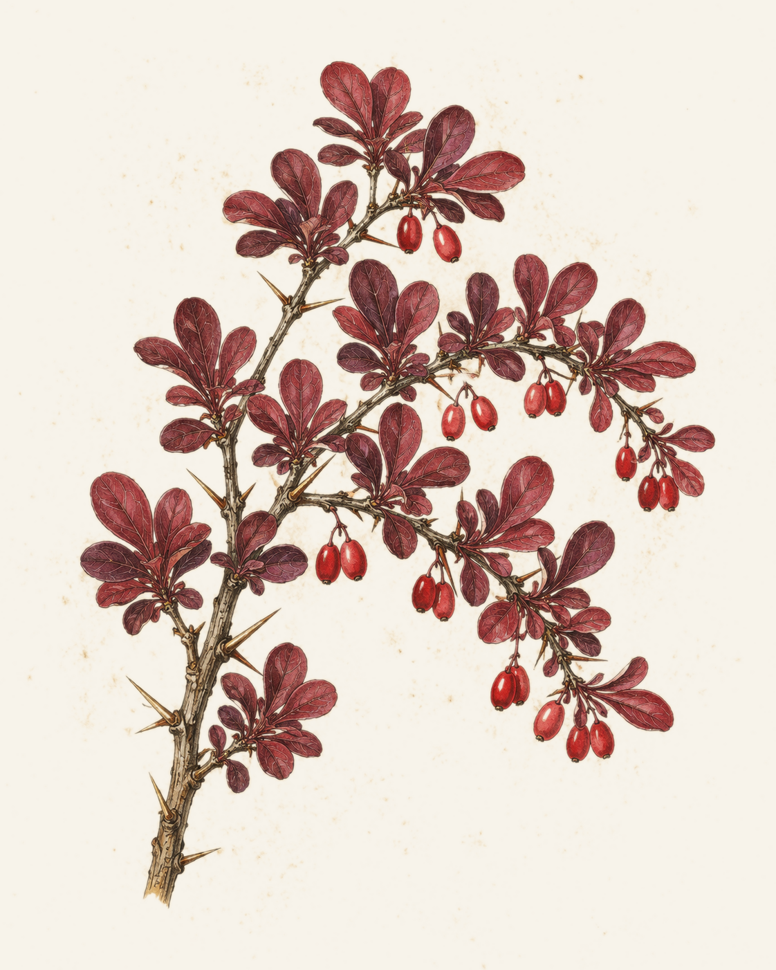 Japanese Barberry botanical plate