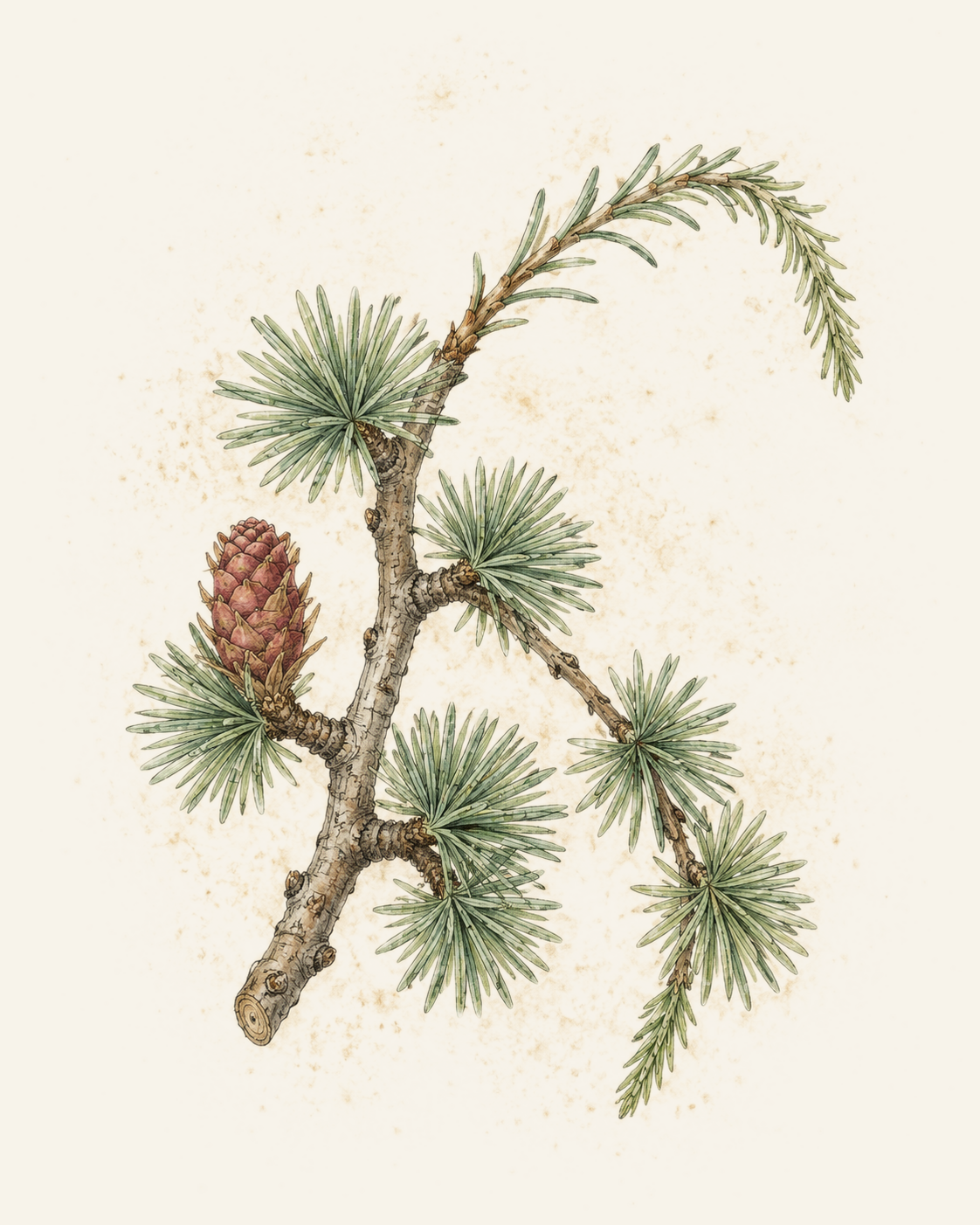 Japanese Larch botanical illustration