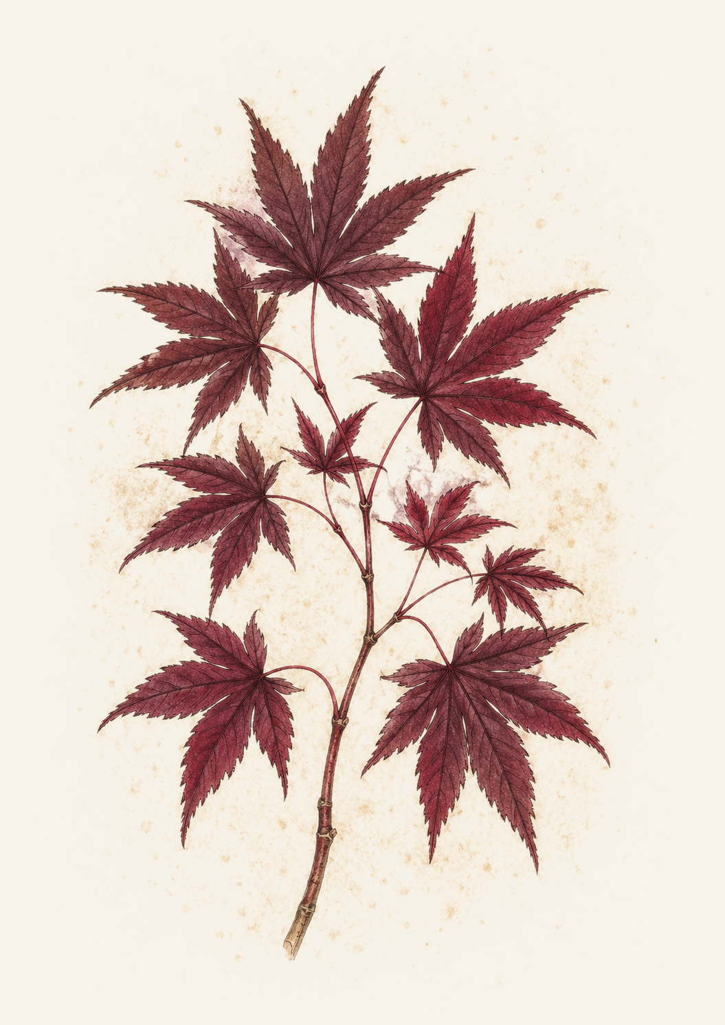 Botanical illustration of Japanese Maple 'Bloodgood'