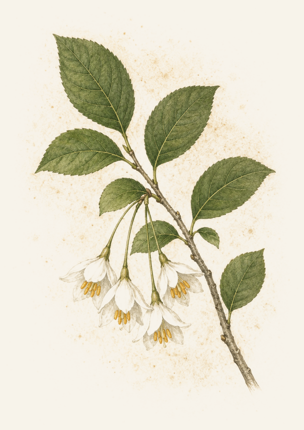 Japanese Snowbell botanical plate